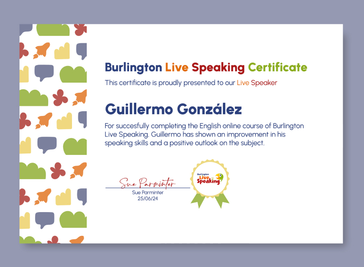 certificado de progreso burlington live speaking